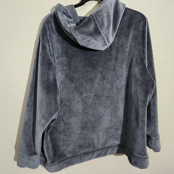 Time and Tru Hoodie Womens 2X Greystone Full Zip Velour Plush Soft Fleece Lined - Picture 5 of 13